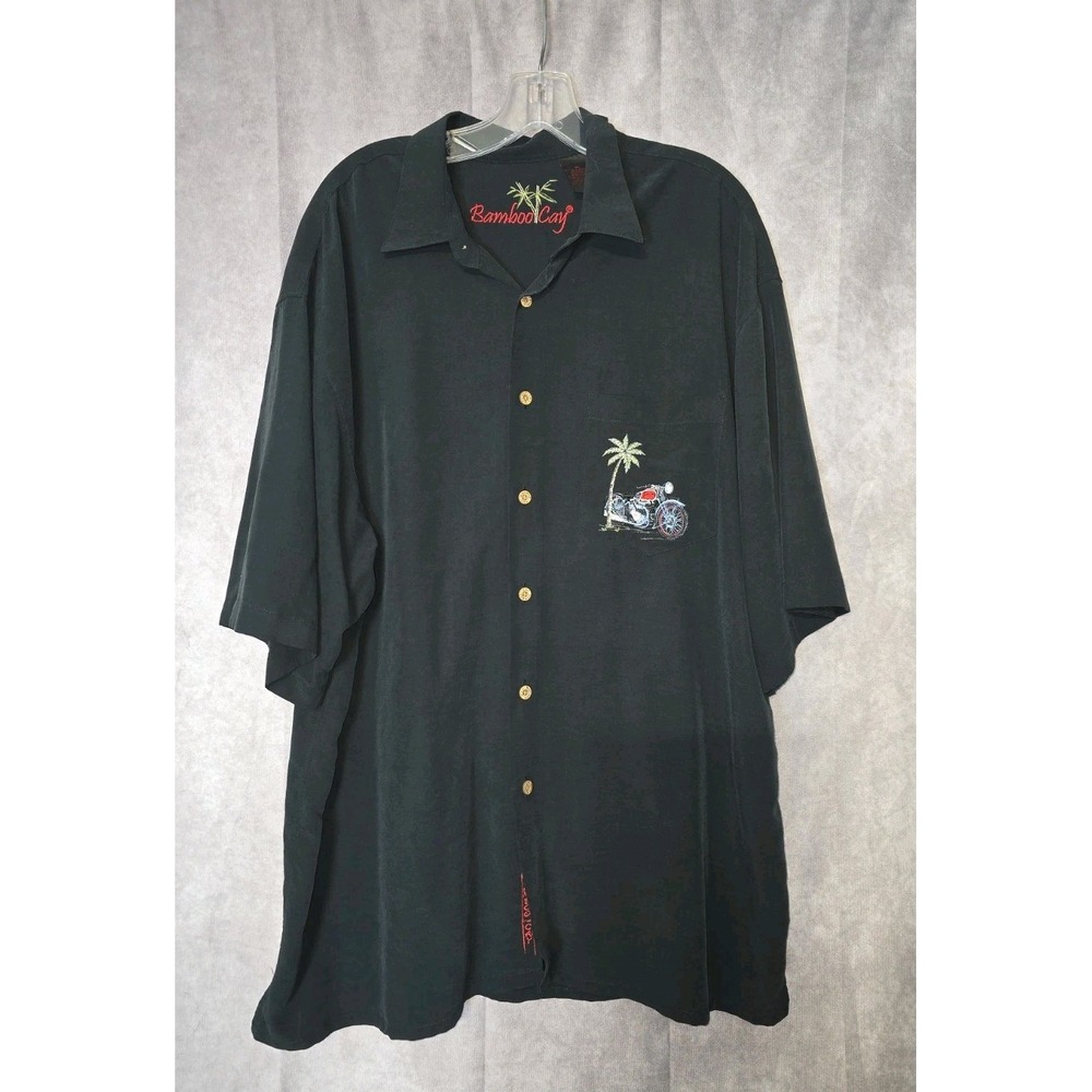 Bamboo Cay Button Uphawaiian Style Surfing Motorcycle Shirt Sz Xl Paradise Bound